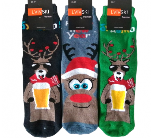 Шкарпетки махрові Новорічні Lvivski Premium розмір 25-27