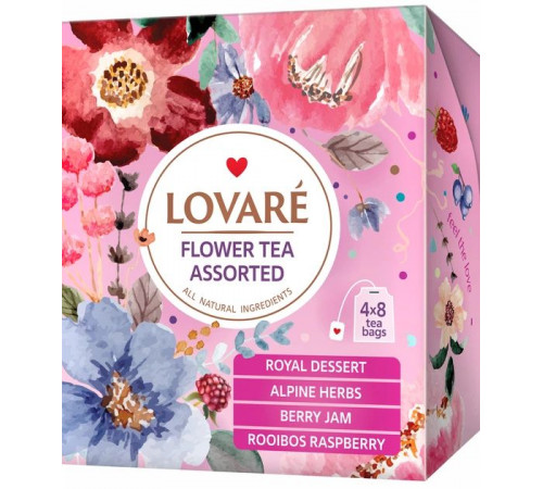 Колекція чаю Lovare Flower Tea 4 вида по 8 шт