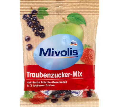 Леденцы декстроза Mivolis Фруктовый микс 100 г