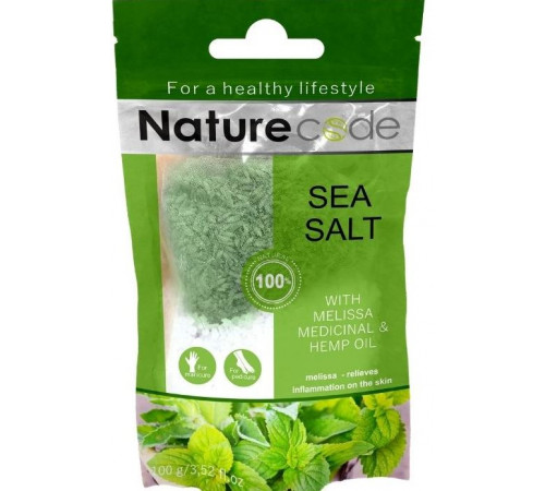 Соль морская для ванны Nature Code трава Мелиссы и Конопляное масло 100 г