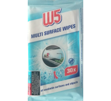Влажные серветки для уборки W5 Multi Surface Wipes 30 шт