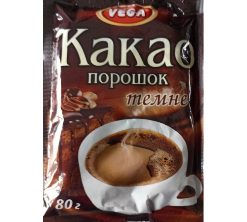 Какао порошок Vega темне 80 г