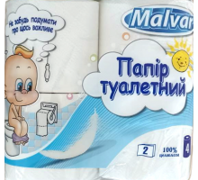Туалетная бумага Malvar Малыш белый 2-х слойный 4 рулона