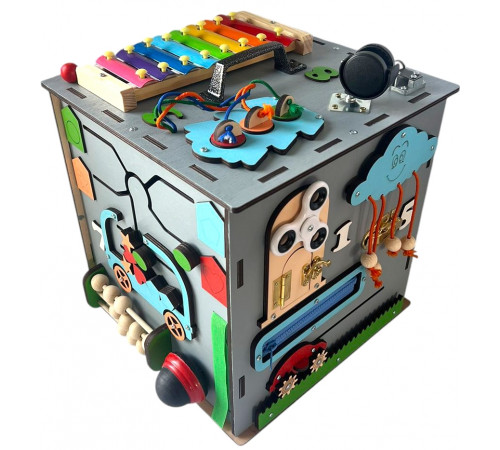 Бізікуб з роботом сірий 30 х 30 см