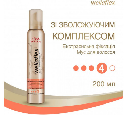 Пена для волос WellaFlex с Увлажняющим комплексом Экстримальная фиксация 4 200 мл