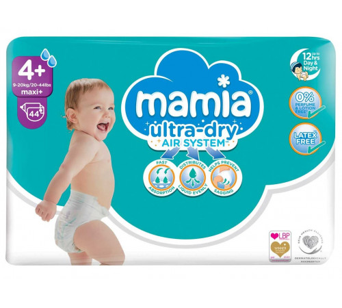 Подгузники Mamia 4+ (9-20 кг) 44 шт