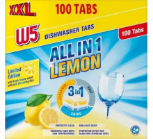 Таблетки для посудомоечных машин W5 All in 1 Lemon 100 шт (цена за 1шт)