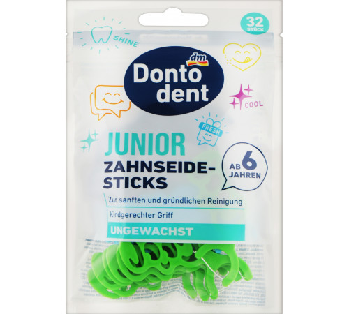 Дитяча зубна нитка флос-стик Dontodent Junior 6+ років 32 шт