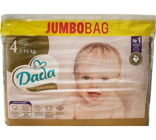 Підгузки Dada Extra Care Jumbo Bag 4 Maxi (7-16 кг) 92 шт