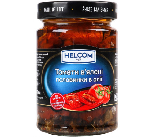 В'ялені томати Helcom половинки в олії 280 г В'ялені томати Helcom половинки в олії 280 г