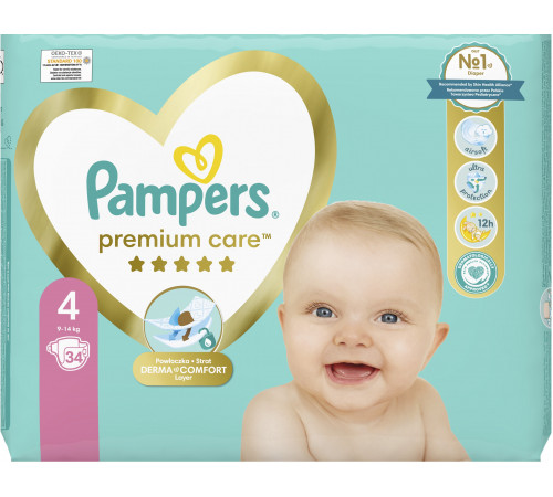 Підгузки Pampers Premium Care 4 (9-14 кг) 34 шт