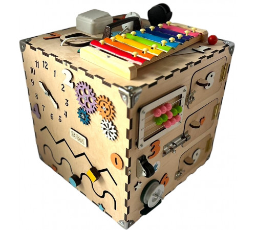 Бізікуб натуральний дерев'яний 30 х 30 х 30 см