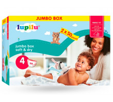 Подгузники Lupilu Soft&Dry Jumbo Box 4 (8-16 кг) 100 шт