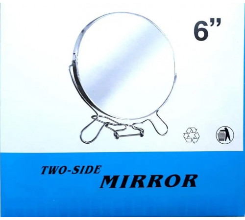 Зеркало круглое настольное двустороннее на металлической подставке 5 дюймов