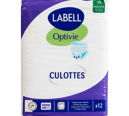 Підгузки-трусики для дорослих Labell Optivie Culottes Medium 12 шт 6 капель
