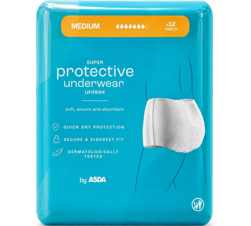 Підгузки-трусики для дорослих Asda Super Protective Underwear розмір M 12 шт