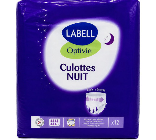 Підгузки-трусики нічні для дорослих Label Optivie Culottes Nuit Medium 12 шт 7 капель