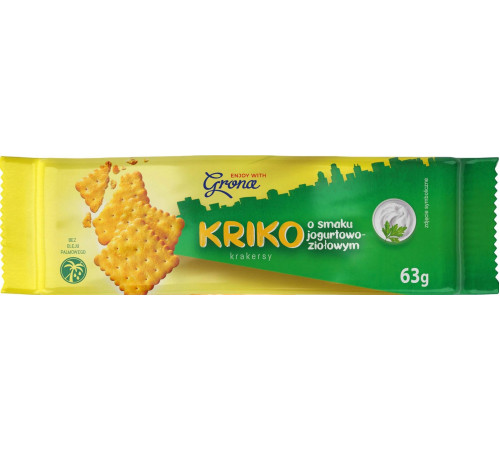 Крекер Grona Kriko зі смаком Йогурт з зеленню 63 г