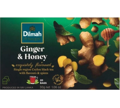 Чай черный Dilmah Ginger & Honey 20 пакетиков 30 г