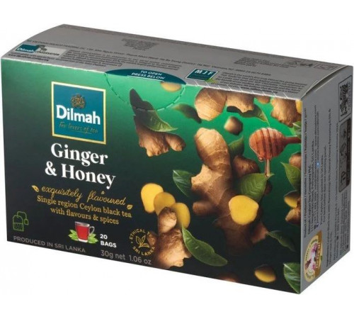 Чай чорний Dilmah Ginger & Honey 20 пакетиків 30 г
