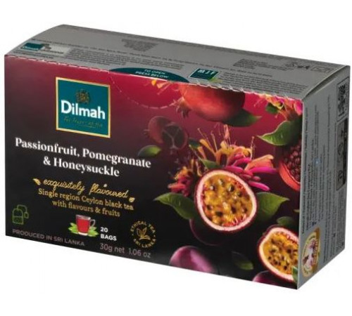 Чай чорний Dilmah Passionfruit, Pomegranate & Honeysuckle 20 пакетиків 30 г