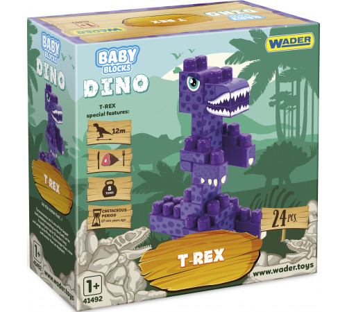 Конструктор Wader Baby Blocks Dino 41496 T-Rex 24 элементов