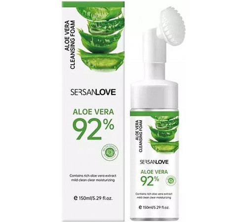 Пінка-мус для обличчя Sersanlove Aloe Vera 92%  зі щіточкою 150 мл