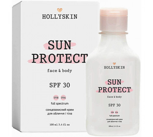 Сонцезахисний крем для обличчя та тіла Hollyskin Sun Protect SPF 30 100 мл