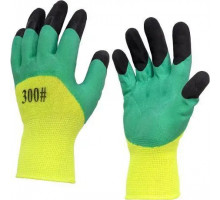 Перчатки рабочие прорезиненные 300# ярко-зеленые