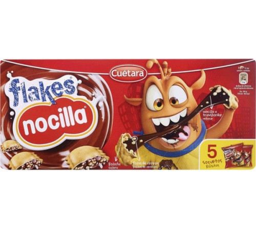 Хлопья шоколадные Cuetara Flakes Nocilla 175 г 5х35 г