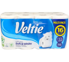 Туалетная бумага Veltie Soft & White 3 слоя 16 рулонов