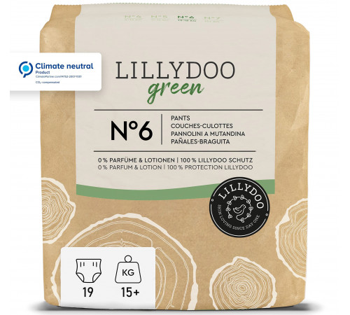 Еко підгузки-трусики Lillydoo Green 6 (15+ кг) 19 шт