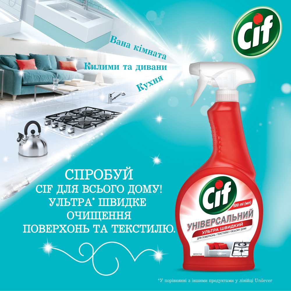 Чистящее средство для кухни cif спрей легкость чистоты антижир для плит и духовок 500 мл