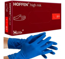 Перчатки медицинские латексные Hoffen L синие 50 шт