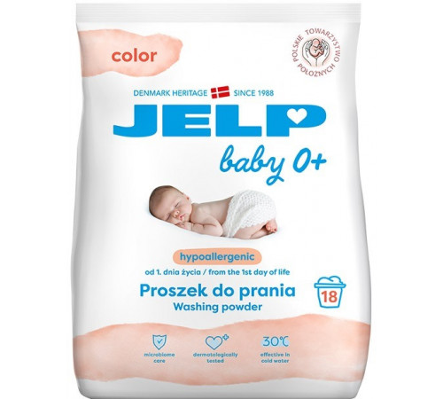 Гіпоалергенний мийний засіб JELP Baby 0+ для прання кольорового 1.35 кг 18 циклів прання