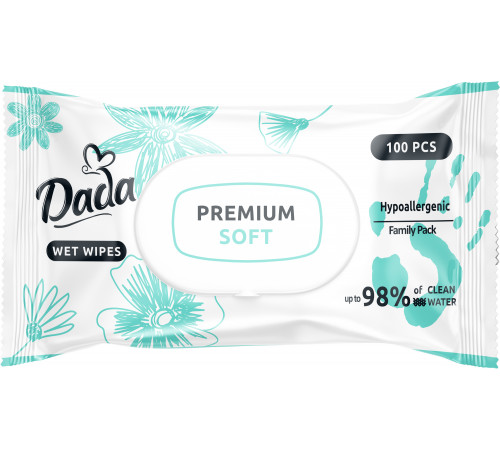 Вологі серветки для дітей Dada Premium Soft з клапаном 100 шт