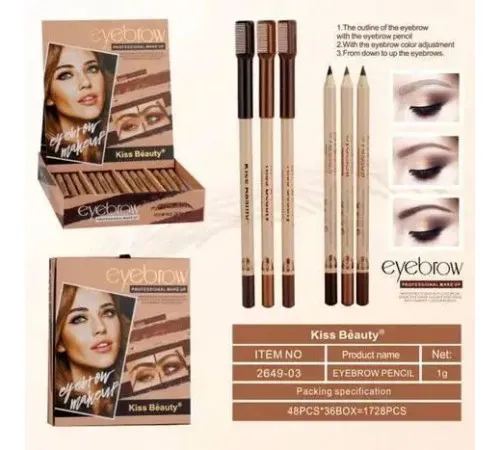 Карандаш для бровей Kiss Beauty 02 светло-коричневый Карандаш для бровей Kiss Beauty 02 светло-коричневый
