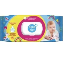 Серветки вологі дитячі Aqua Baby Ромашка з клапаном 120 шт