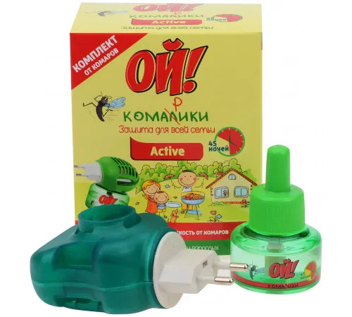 Электрофумигатор с жидкостью на 45 ночей Ой! Комарики Active