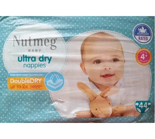 Подгузники Nutmeg ultra dry 4+ (9-20 кг) 44 шт Подгузники Nutmeg ultra dry 4+ (9-20 кг) 44 шт