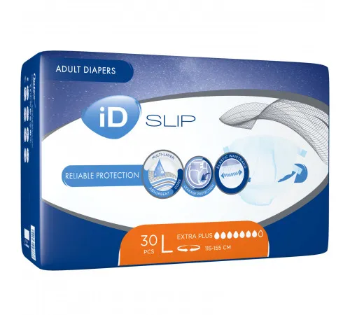 Підгузки для дорослих iD Slip Extra Plus Large 115-155 см 30 шт Підгузки для дорослих iD Slip Extra Plus Large 115-155 см 30 шт