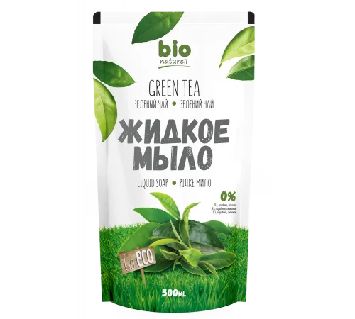 Рідке мило BIO Naturell Зелений чай дой-пак 500 мл Рідке мило BIO Naturell Зелений чай дой-пак 500 мл
