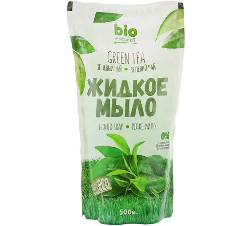 Рідке мило BIO Naturell Зелений чай дой-пак 500 мл Рідке мило BIO Naturell Зелений чай дой-пак 500 мл