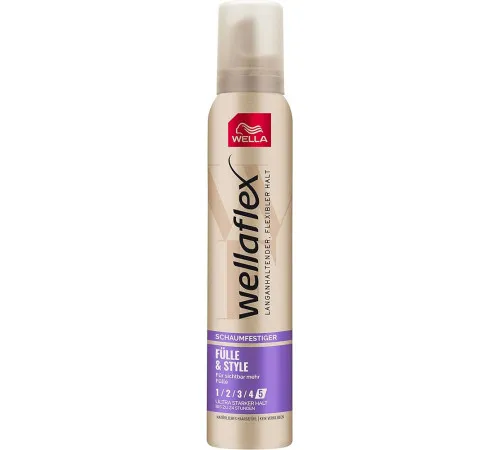 Пена для волос Wellaflex Fulle & Style фиксация 5 200 мл Пена для волос Wellaflex Fulle & Style фиксация 5 200 мл