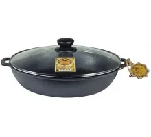 Жаровня чугунная литая со стеклянной крышкой Т-102С3 24х6 см