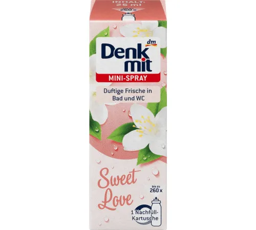 Освіжувач повітря міні-спрей Denkmit Sweet Love змінний блок 25 мл Освіжувач повітря міні-спрей Denkmit Sweet Love змінний блок 25 мл