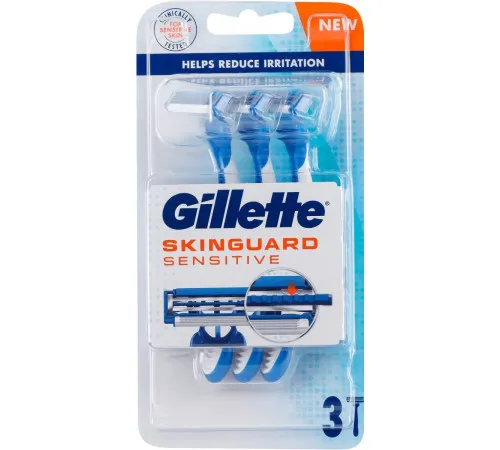 Бритвы одноразовые мужские Gillette Skinguard Sensitive 2 лезвия 3 шт Бритвы одноразовые мужские Gillette Skinguard Sensitive 2 лезвия 3 шт