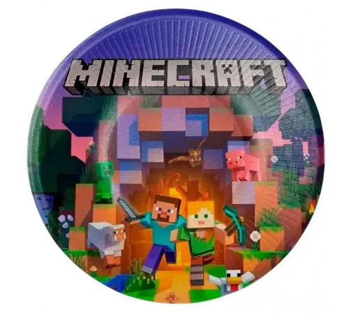Бумажные тарелки Minecraft 18 см 10 шт Бумажные тарелки Minecraft 18 см 10 шт