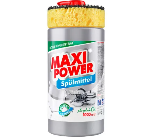 Средство для мытья посуды с губкой Maxi Power Платинум 1000 мл Средство для мытья посуды с губкой Maxi Power Платинум 1000 мл