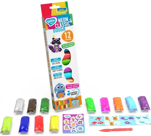Тесто для лепки Lovin 41182 Neon Classic 12 шт Тесто для лепки Lovin 41182 Neon Classic 12 шт